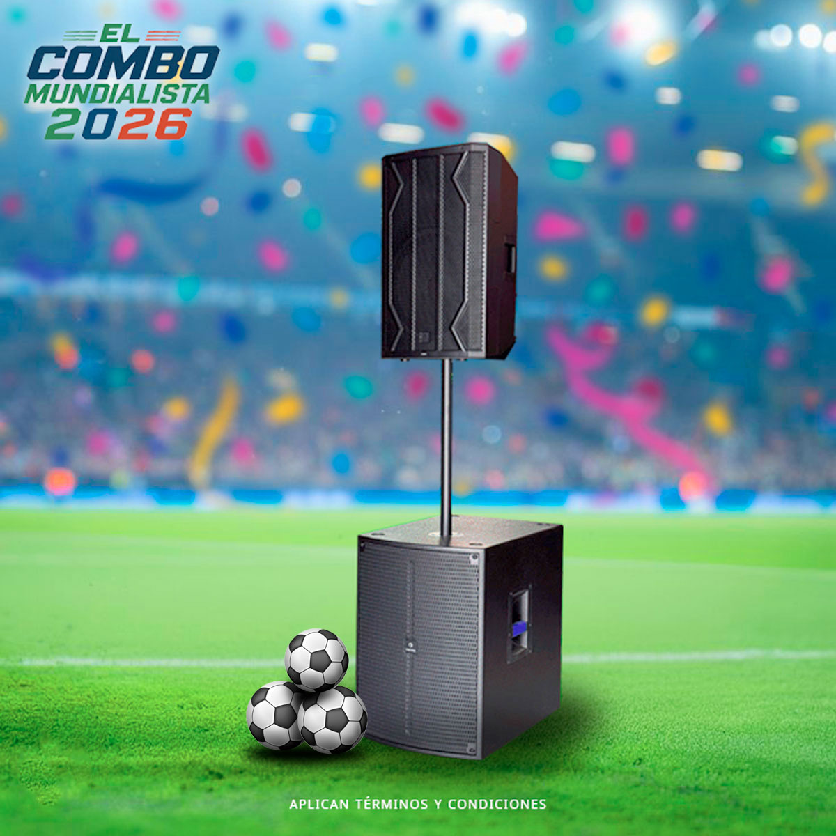 Combo Mundialista 2026: Cabina Activa Vento E12X + Bajo Activo 15" Vento 15XS + Tubo Soporte