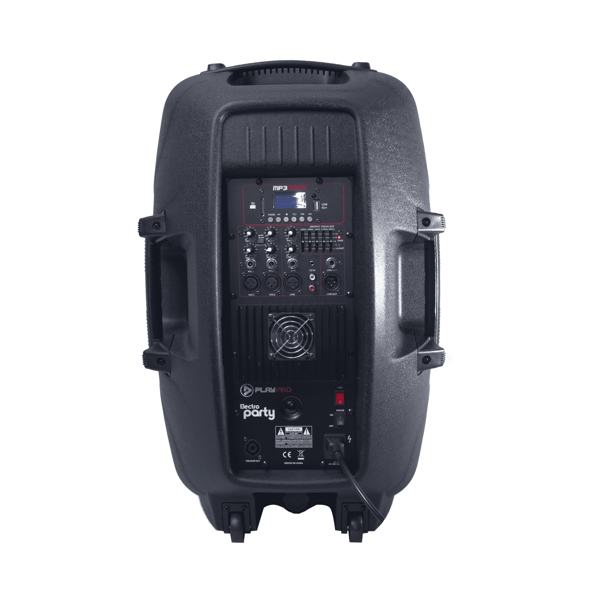 Cabina activa de 15 pulgadas con Bluetooth, micrófono y trípode PlayPro ElectroParty