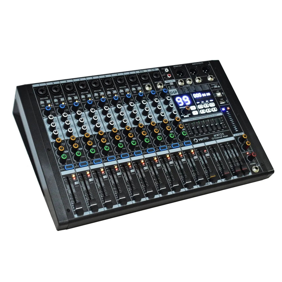 Mezclador de Audio Pasivo Vento MW12X 12 Canales – USB, Bluetooth + 99 DSP