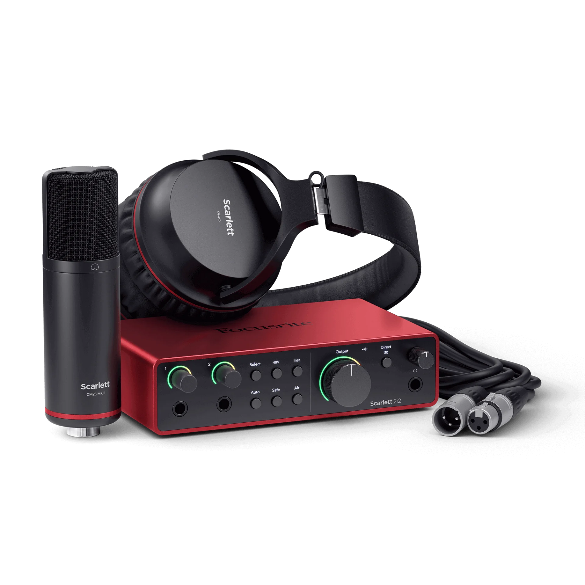 Kit Interfaz de Audio Foscusrite Scarlett 2I2 Studio Roja 4ra Generación