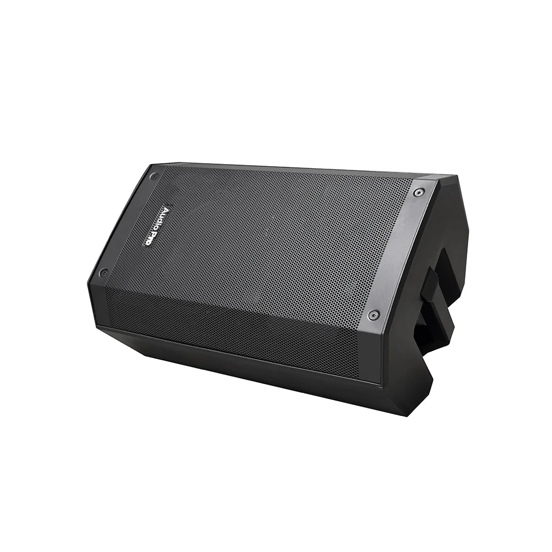 Cabina activa AudioPro Box To Go 2 en posición monitor para sonido profesional