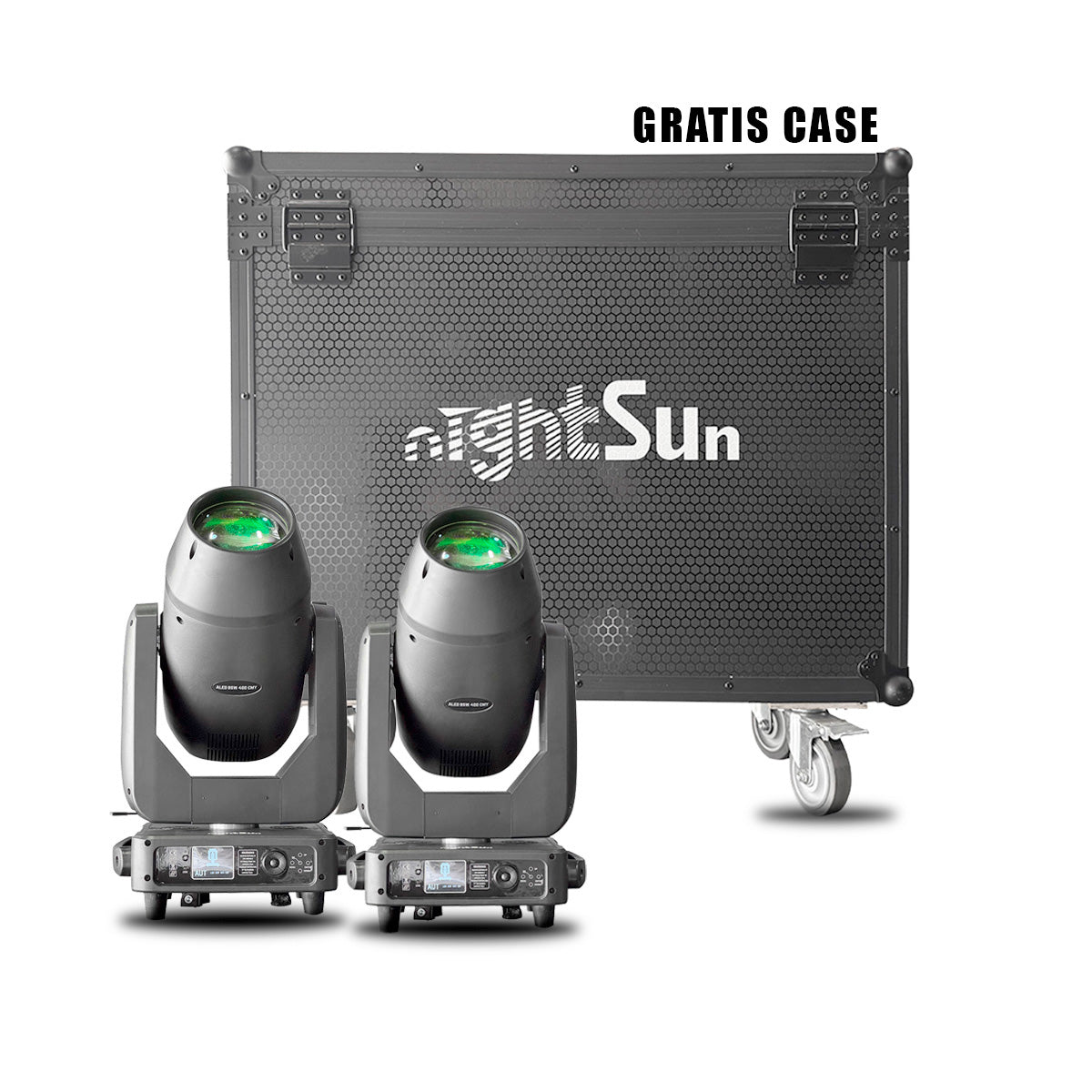 Combo Tour: 2 Cabezas Móviles GPB400 (400W LED 3 en 1) + Flight Case Gratis