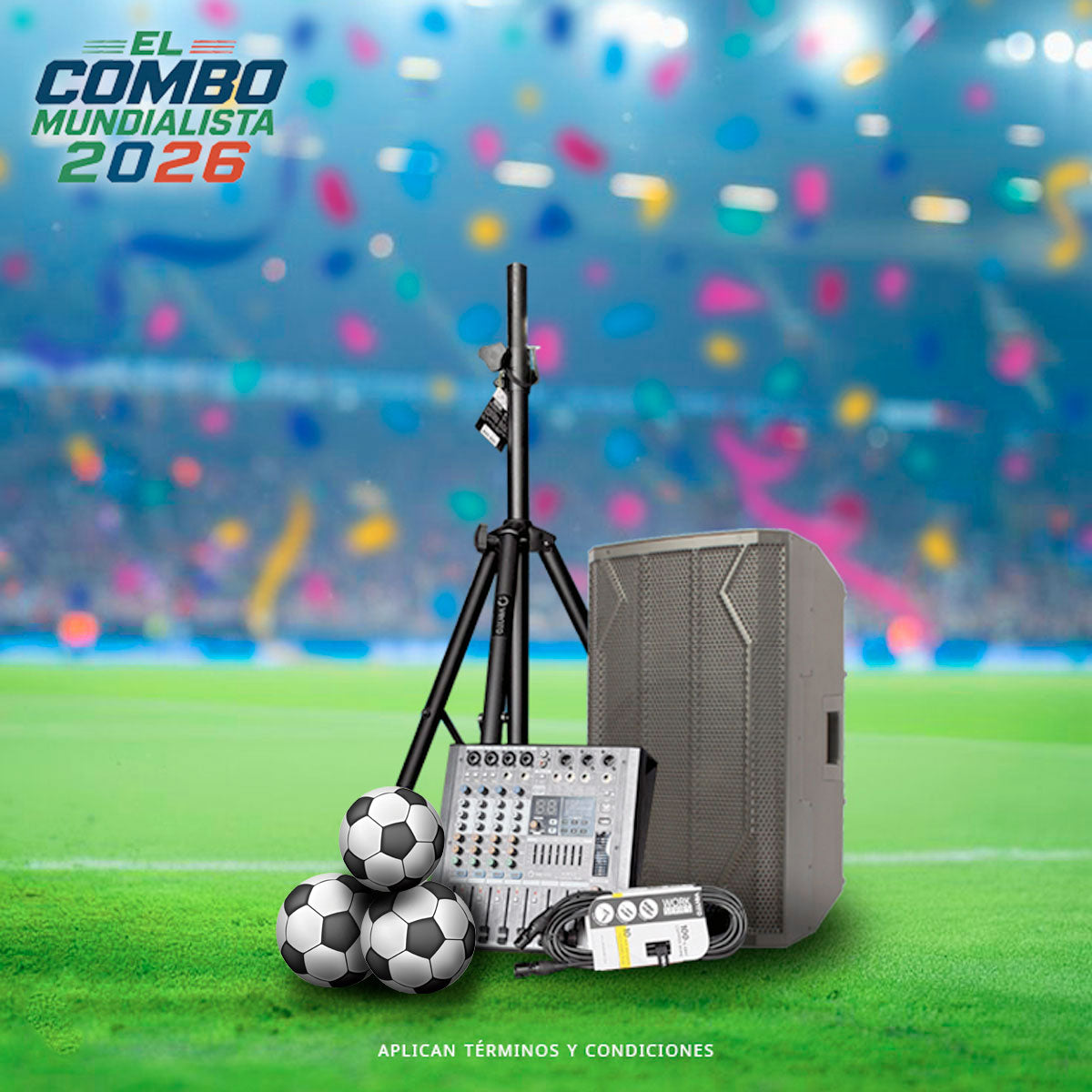 Combo Mundialista 2026: Cabina Activa Vento E12X + Consola MW6X + Base + Cables Profesionales