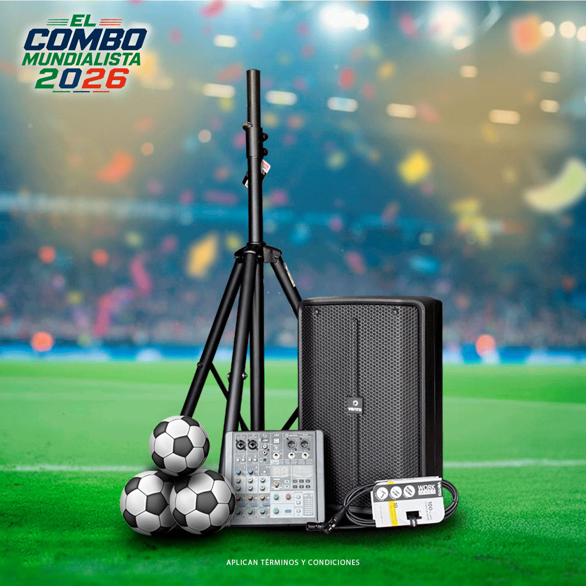 Combo Mundialista 2026: Cabina Activa Vento R10X + Consola Mezcladora M4X