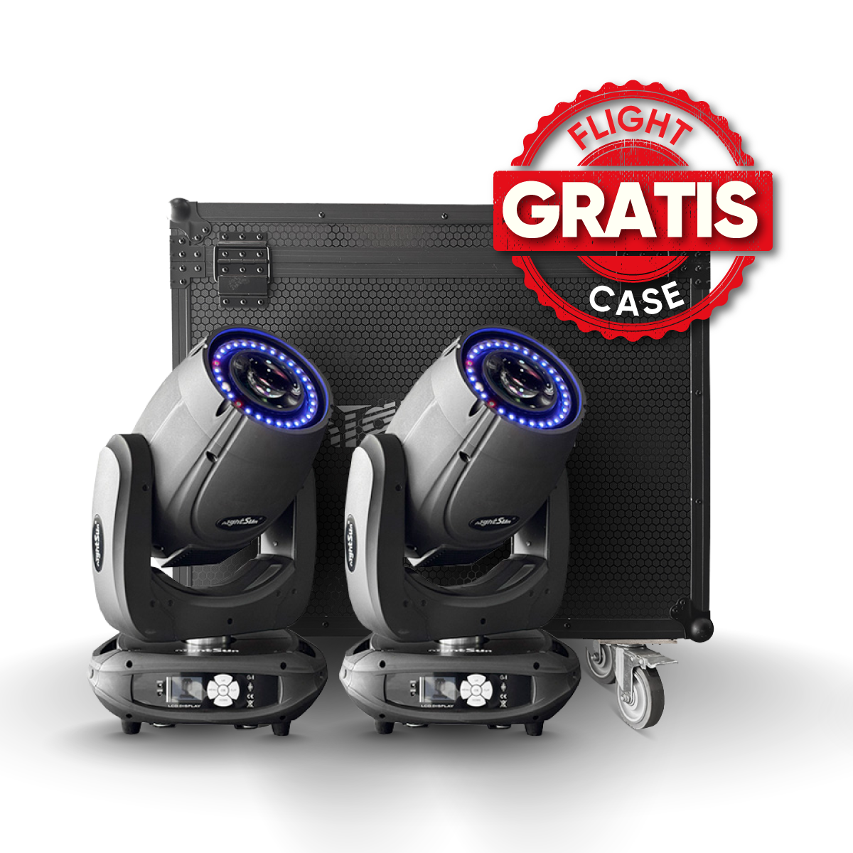 Combo Tour: 2 Cabezas Móviles KBF230 (230W 3 en 1) con Tira LED + Flight Case Gratis