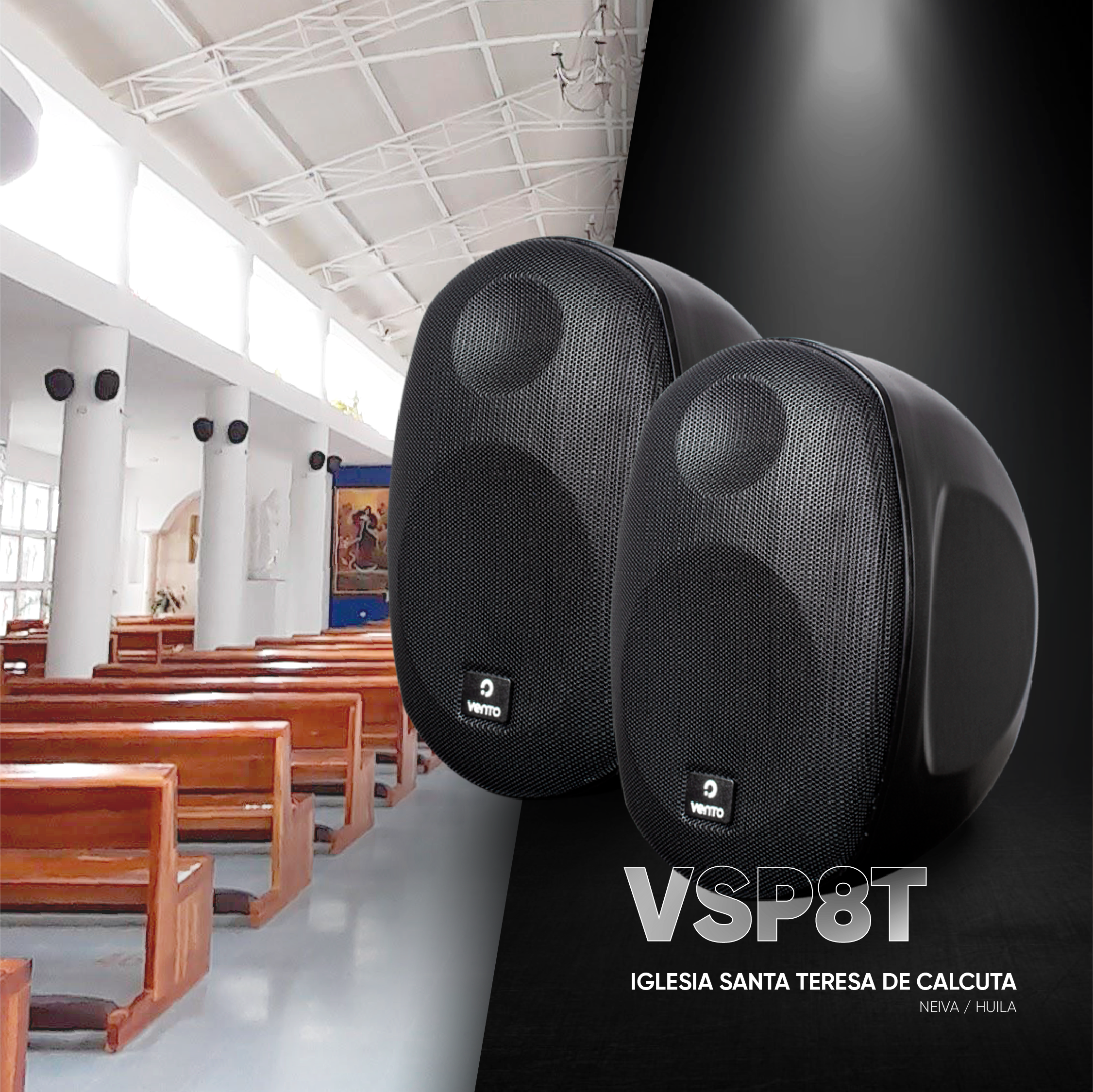 Parlante Ambiental de 8 pulgadas VSP8T-BLACK Vento