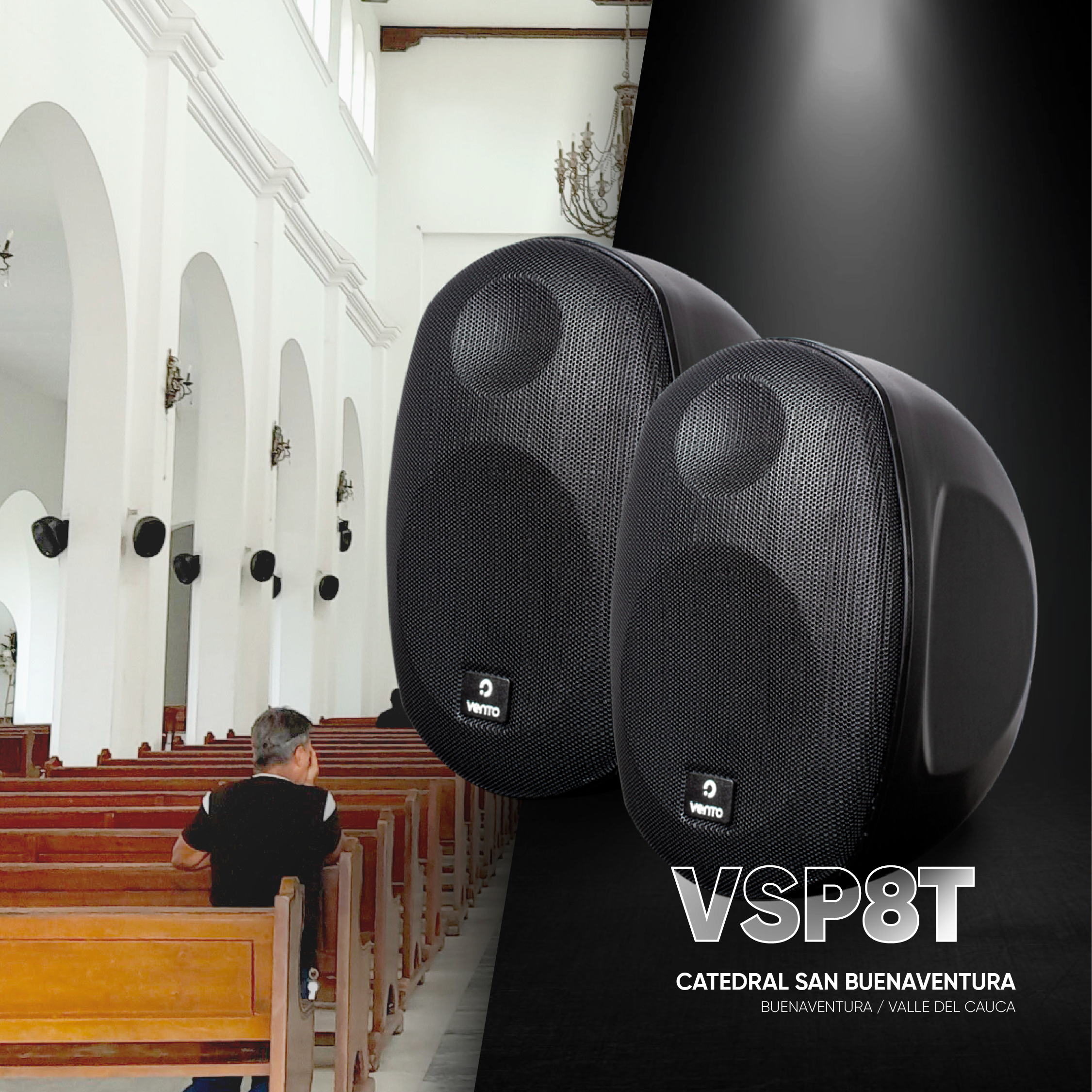 Parlante Ambiental de 8 pulgadas VSP8T-BLACK Vento