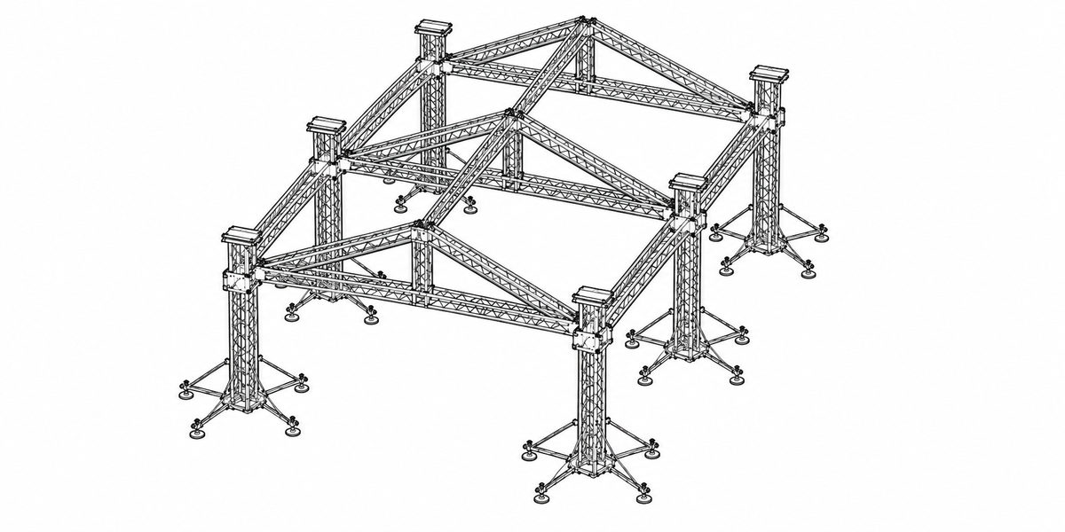 Estructura Techo Truss Vento 12x9x7 m de 6 Columnas