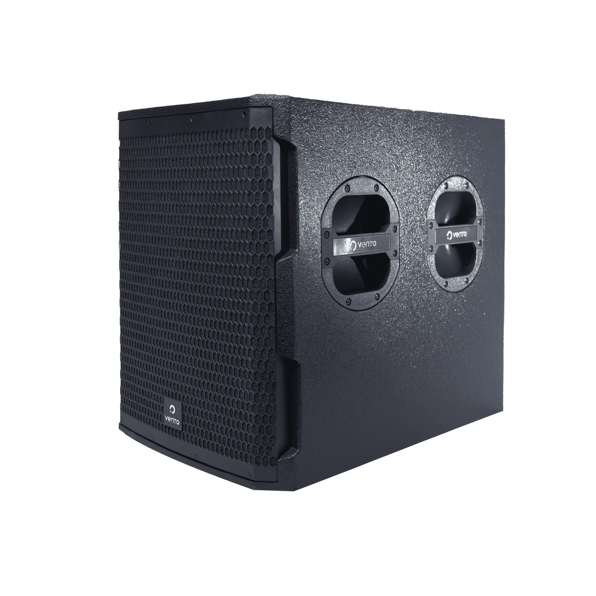 Subwoofer Vento 115XS de 15 pulgadas mostrando su gabinete resistente para sistemas PA profesionales